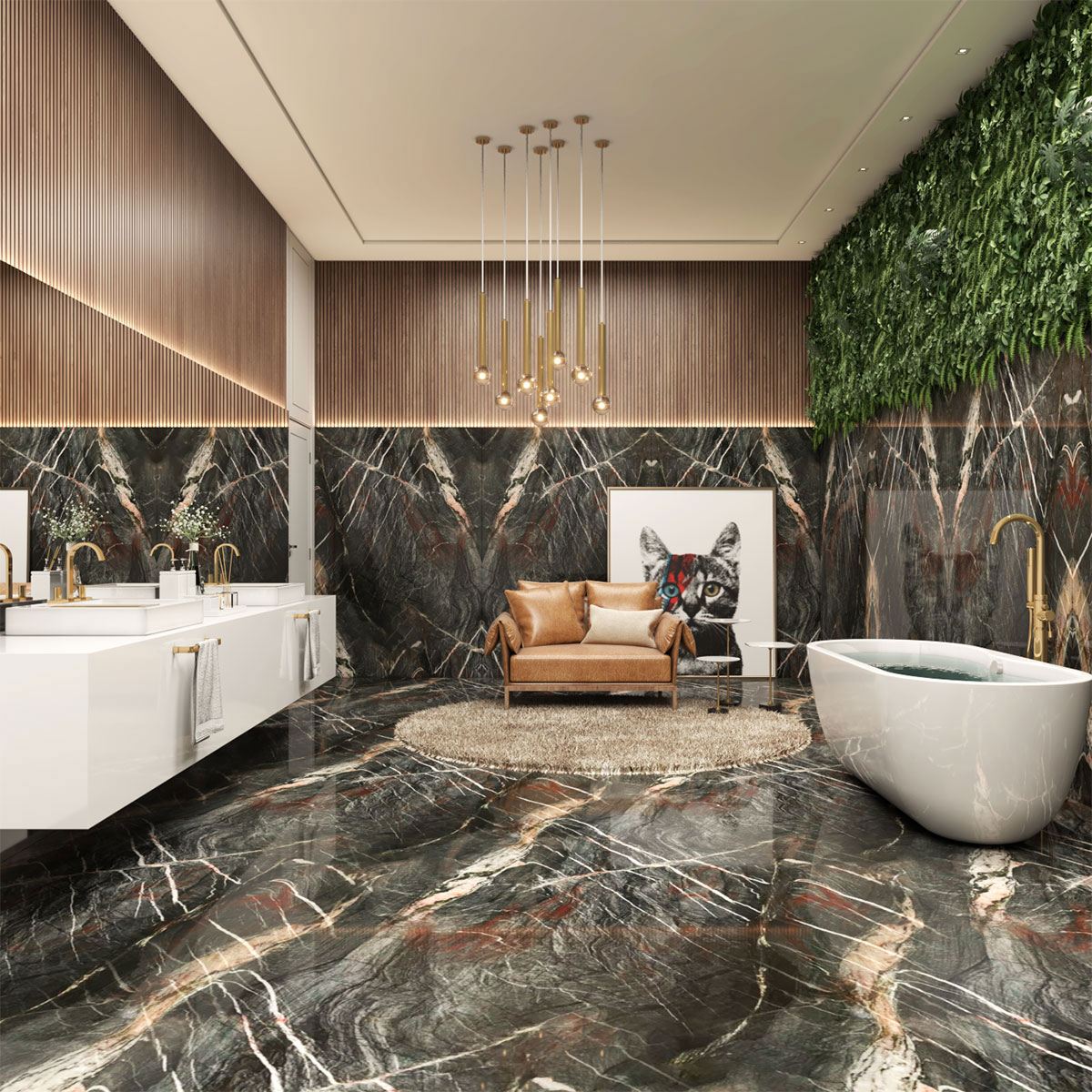 Crytos Quartzite Floor and Bathtub Wall in Bathroom