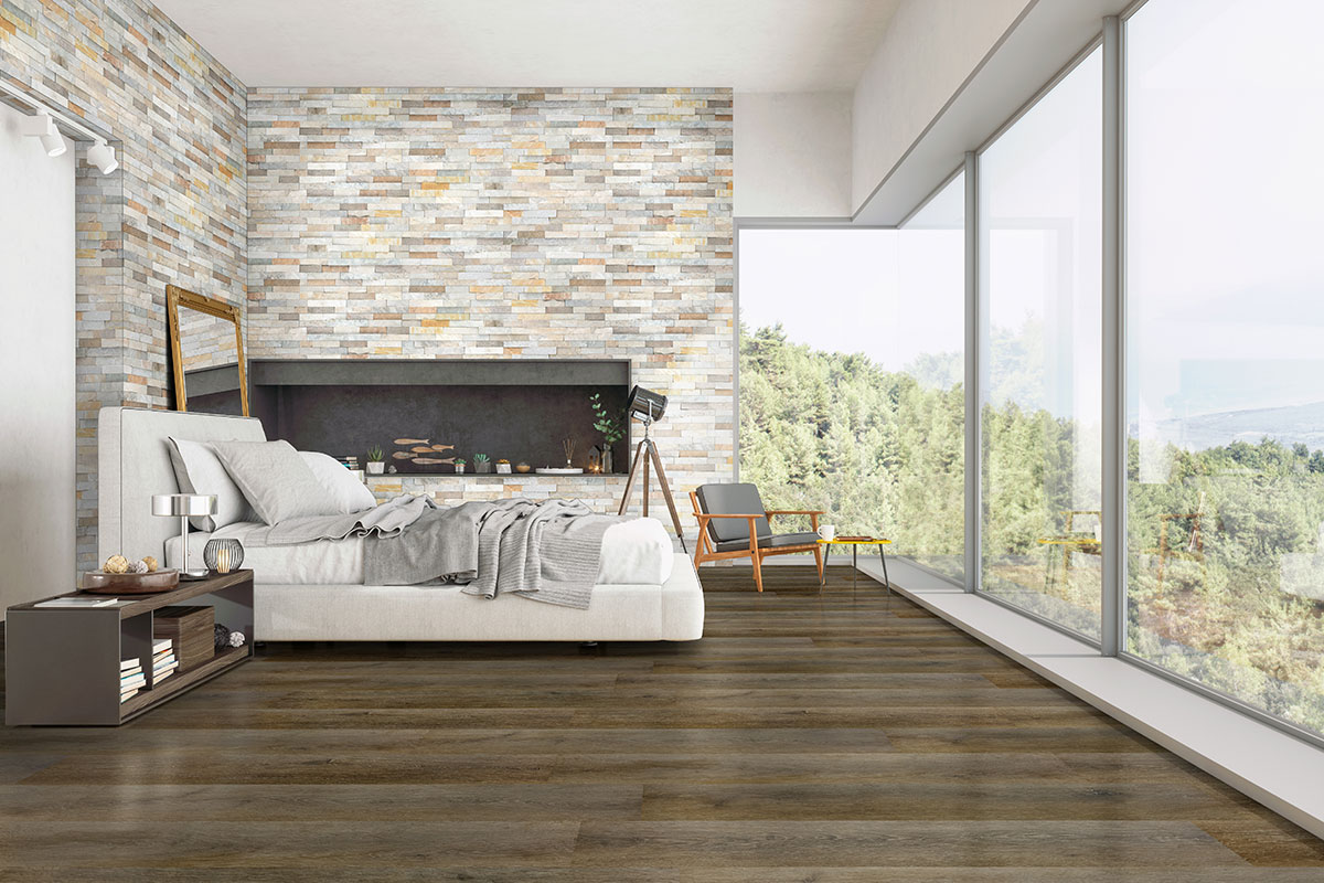 Bedroom with Delray Hybrid Rigid Core Flooring