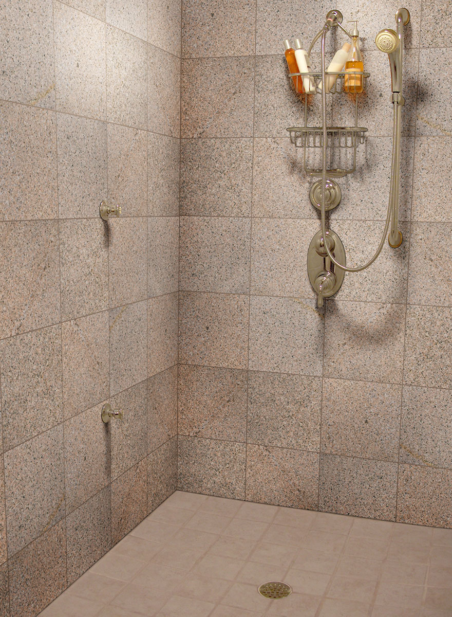 Giallo Fantasia Granite Wall in Bathroom