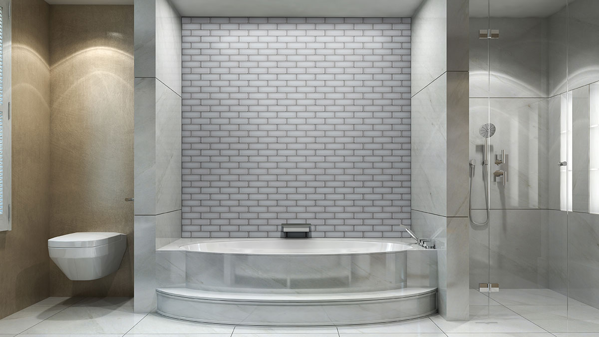 Graphite Dimensions Porcelain Ice Bevel Subway Tile 2x6x8mm F room scene