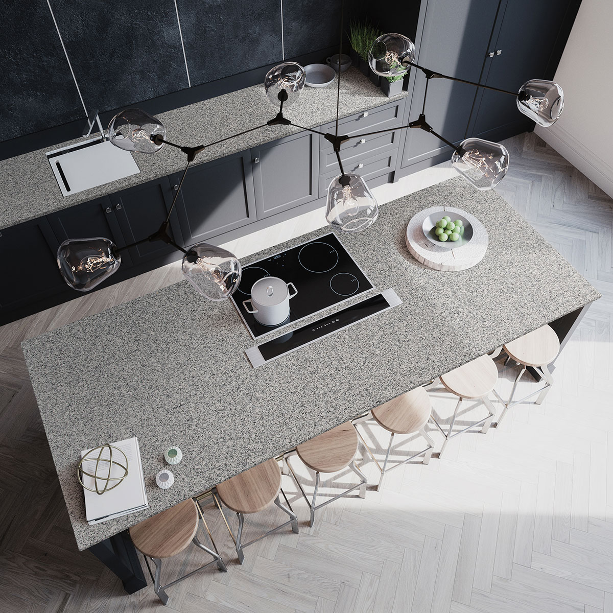  Gray Atlantico Granite Countertop in Kitchen