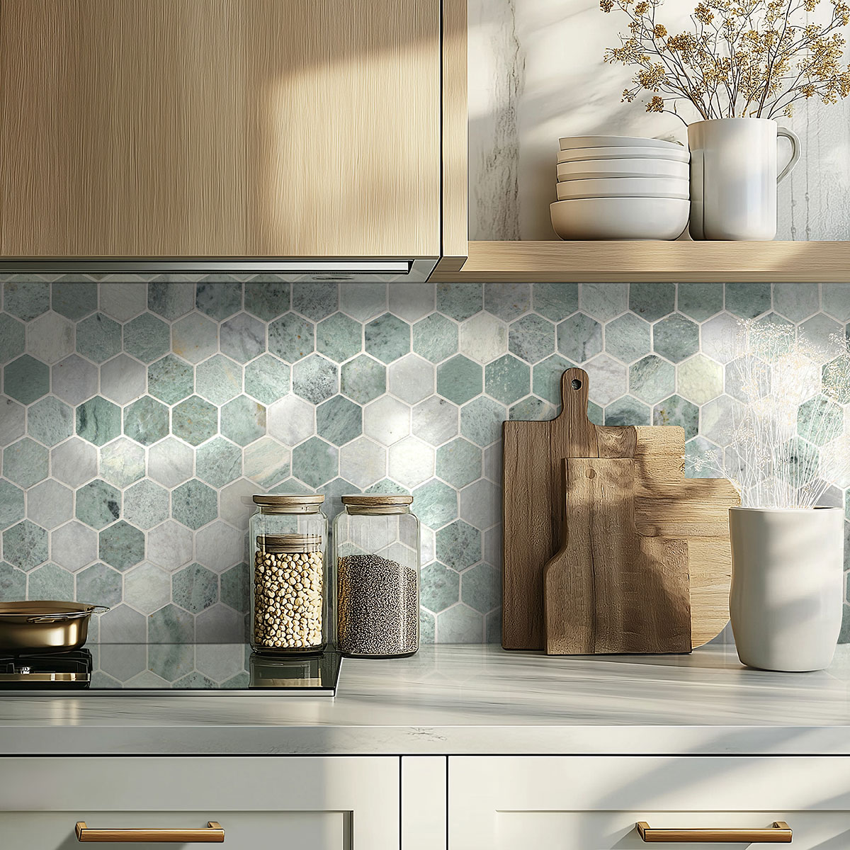 Icelandic Green 2” Hexagon Mosaic Tile - MSI Surfaces