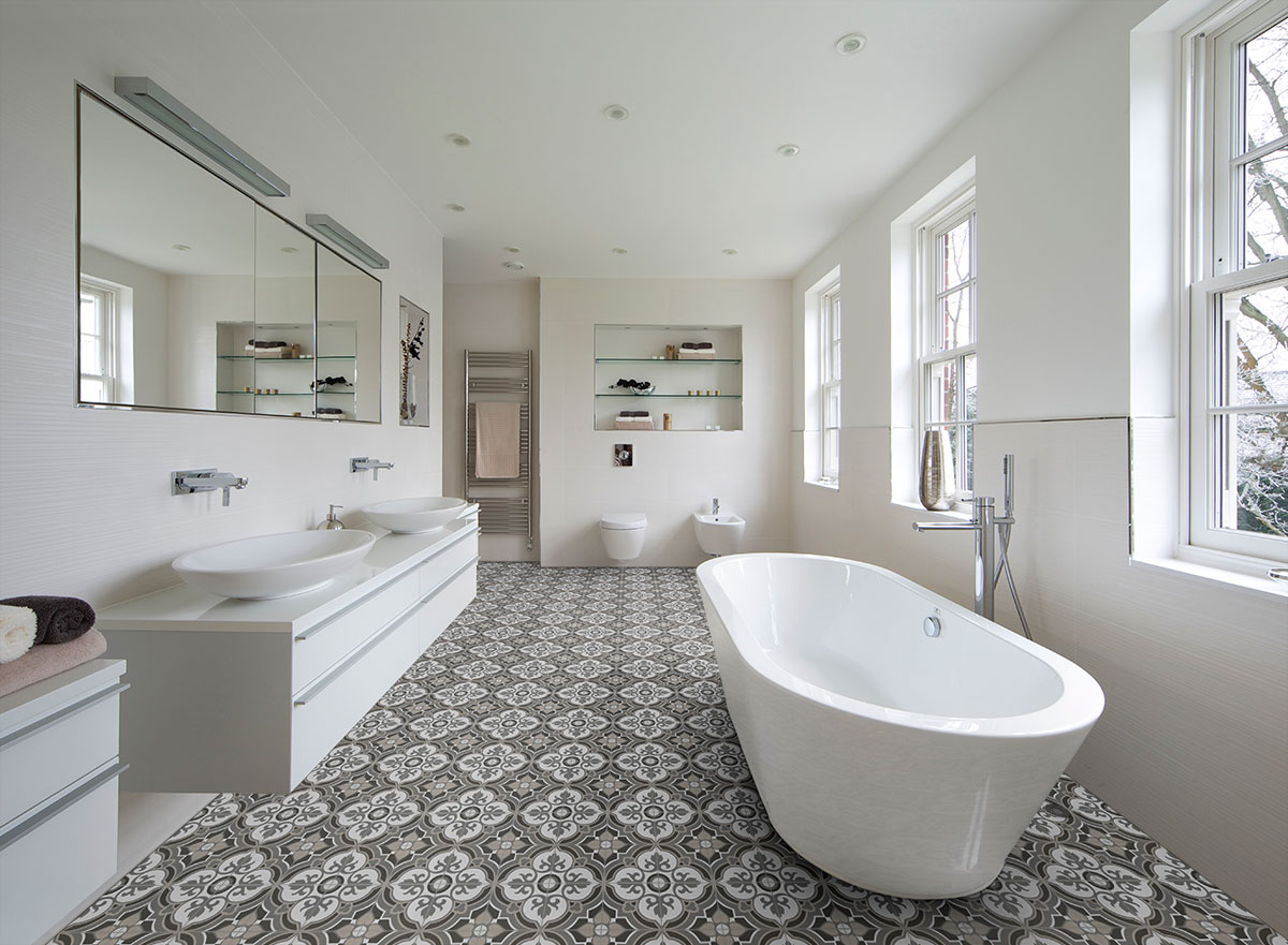 Matarka Encaustic Tile flooring in bathroom