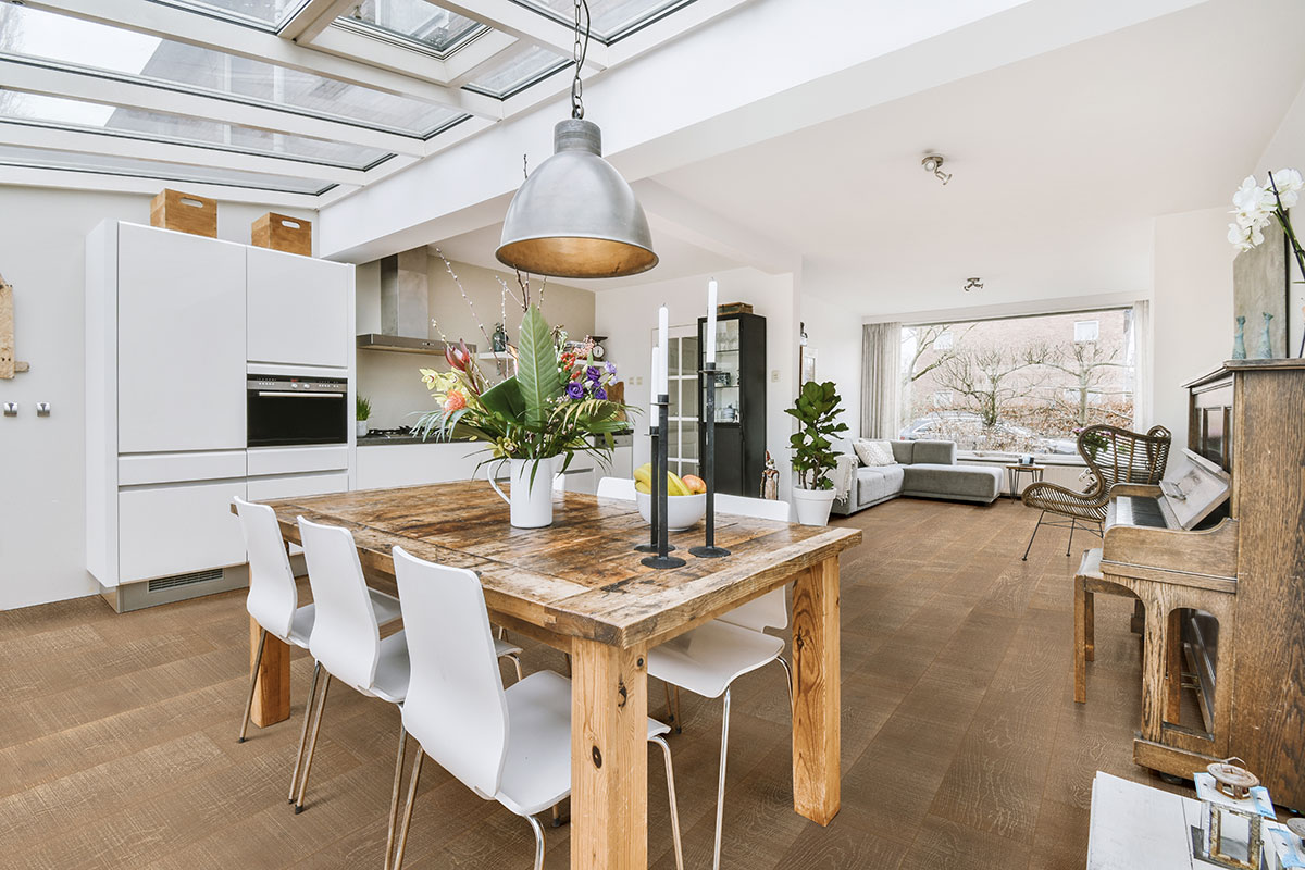 Hinton Engineered Hardwood Flooring in kitchen and living room