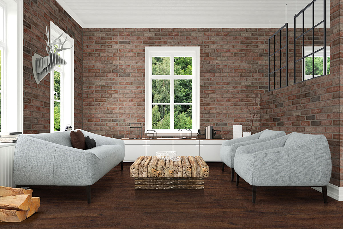 Noble Red Clay Brick Tile wall in living room