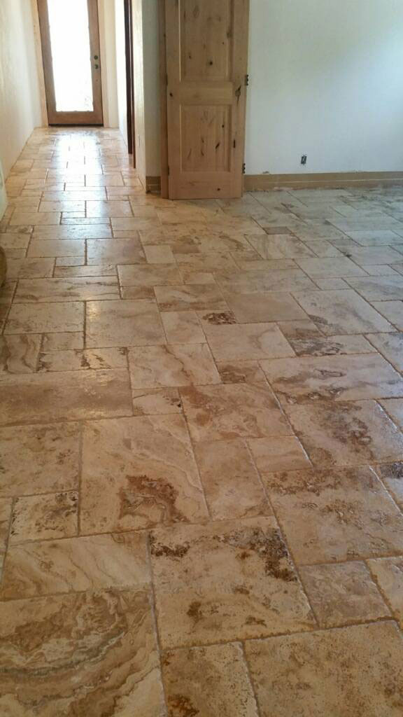 Picasso Travertine Travertine Tile floor in living room