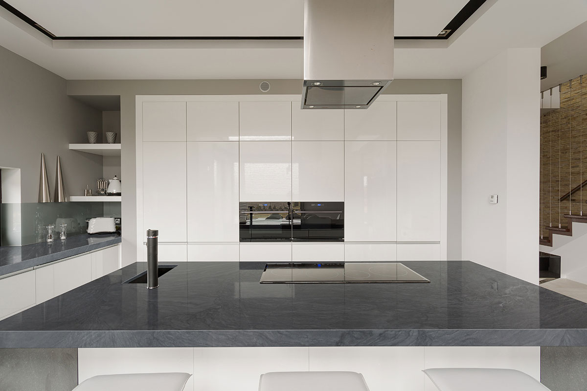 Platinum Black Quartzite Countertop in Kitchen