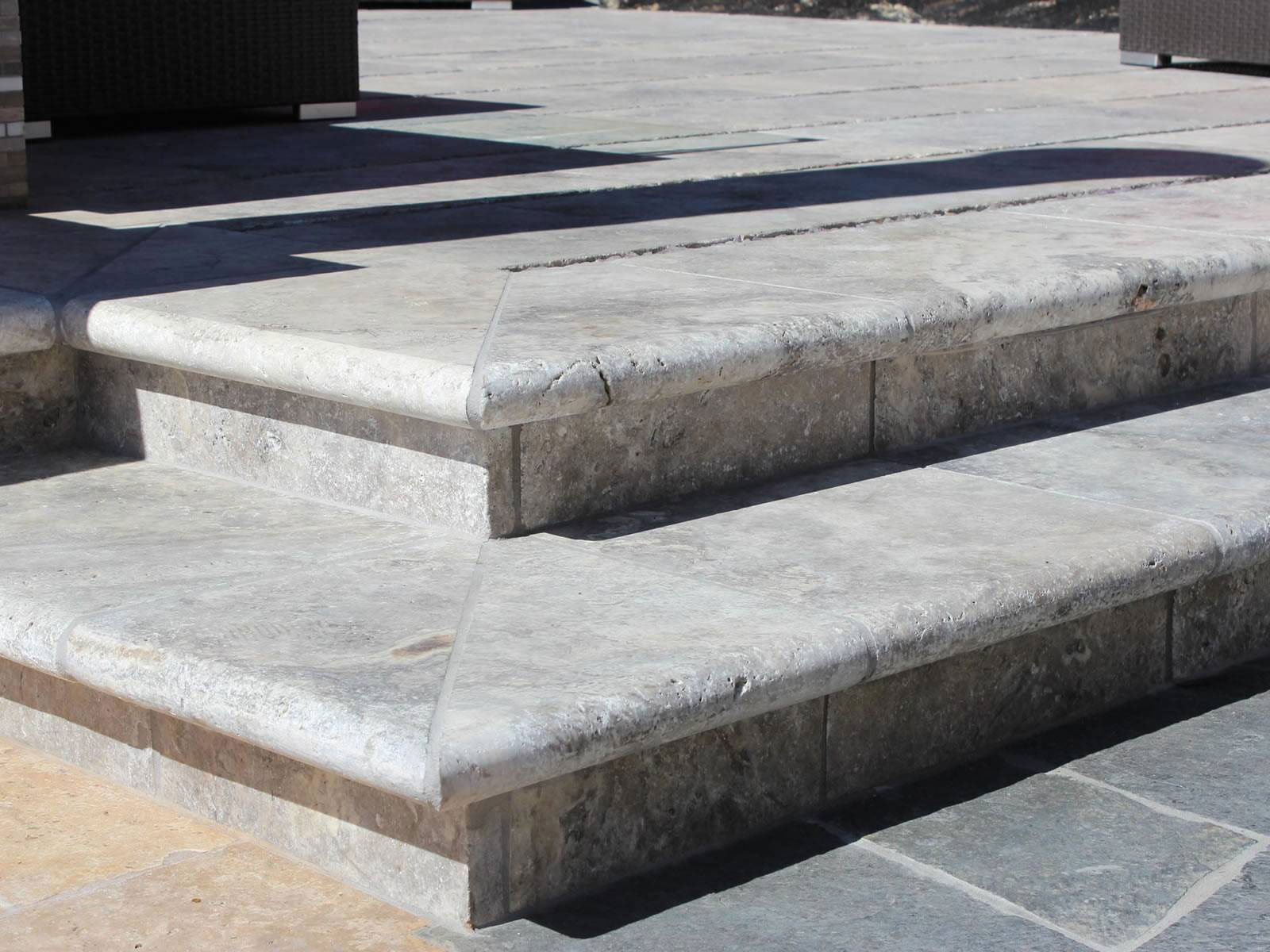 Silver Travertine Pool Copings Caps Treads