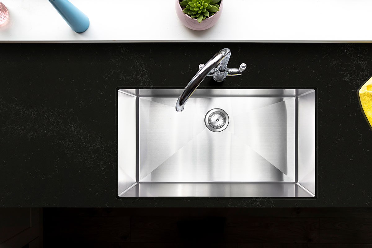 Single Bowl Handcrafted 3219 stainless steel undermount sink in kitchen Room Scene