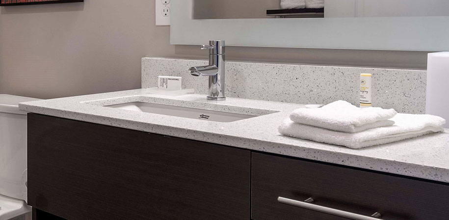 Quartz Vanity Tops Hotel Bathroom, White Quartz Vanity Top 49mm