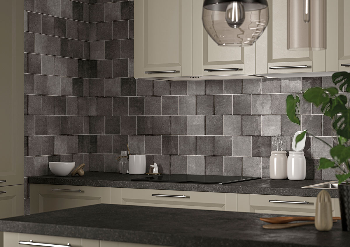 Renzo Storm Ceramic Tile 5x5 wall in kitchen