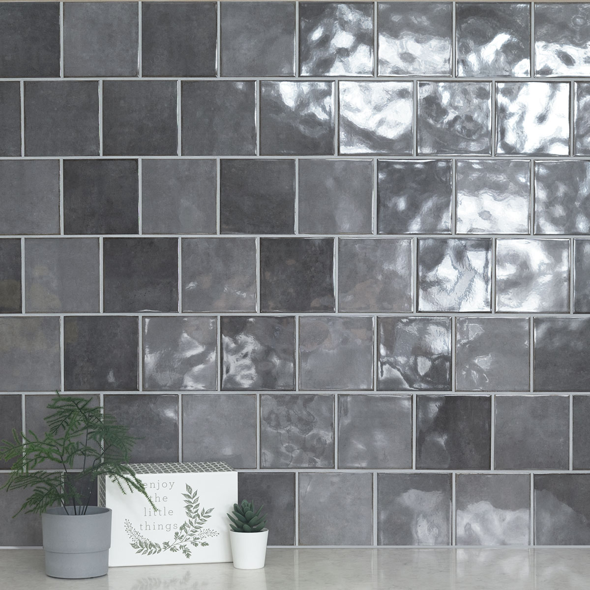 Renzo Storm Ceramic Tile 5x5 wall in bathroom