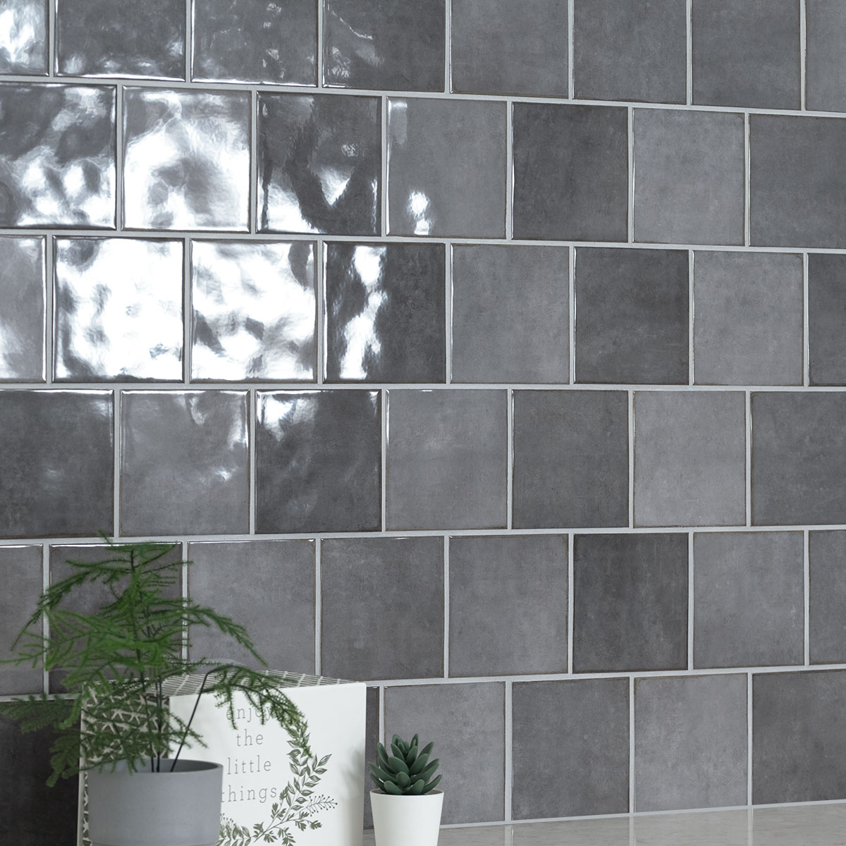 Renzo Storm Ceramic Tile 5x5 wall in bathroom