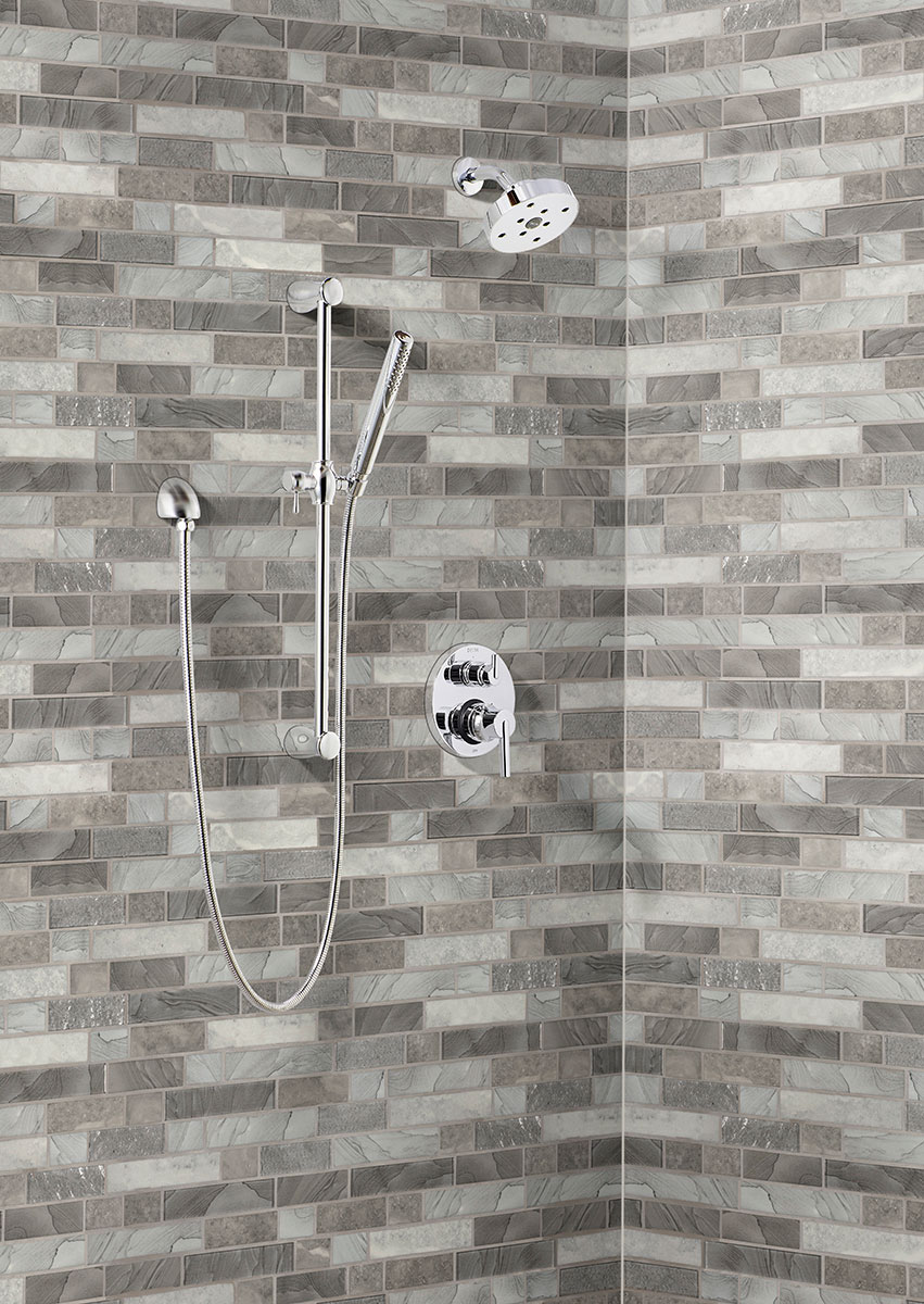 Tarvos interlocking Tile wall in bathroom