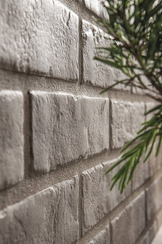 Brickstone Taupe 2x10 Brick Tile wall in bathroom