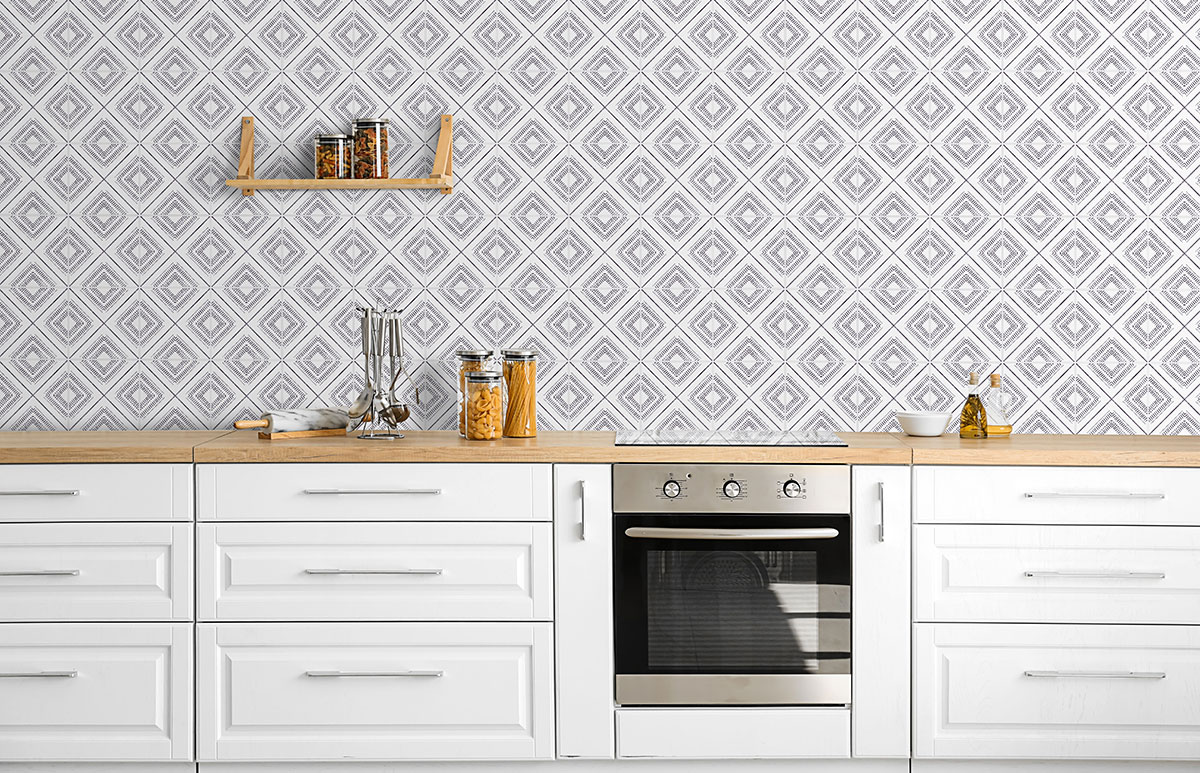 Tessa Encaustic Tile wall in kitchen
