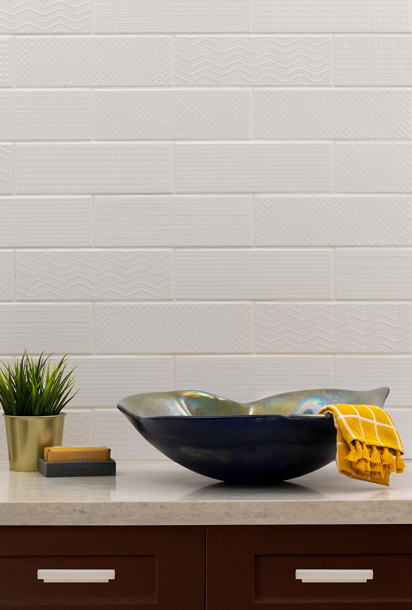 Urbano Pure 3d Mix Tile wall in kitchen