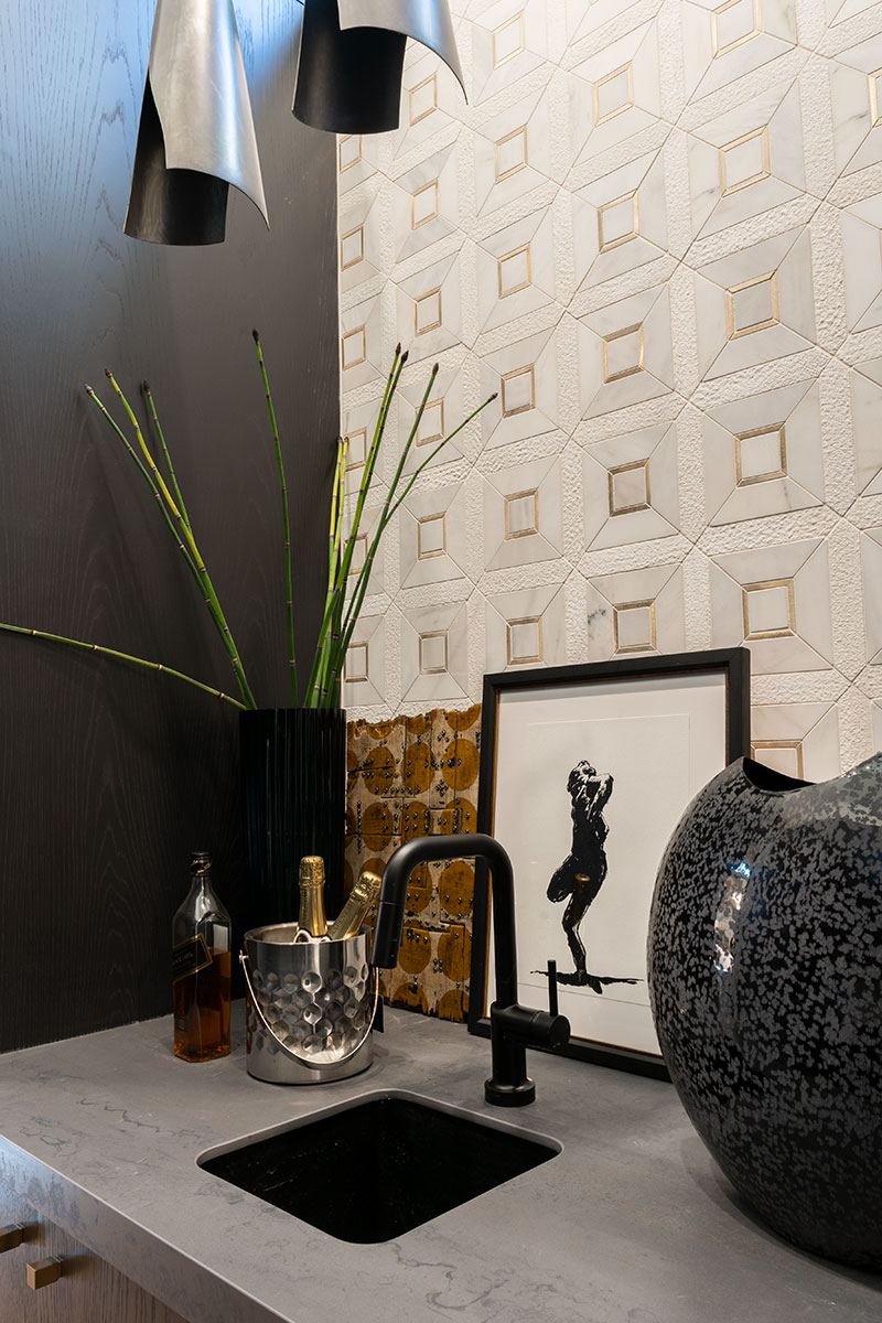 Verona Gold Pattern Tile wall in kitchen