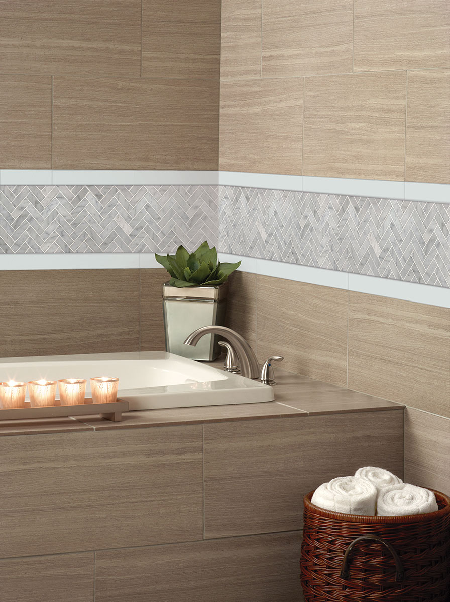 Domino White  Porcelain Tile in Bathroom Scene