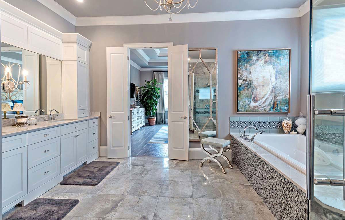 White Macaubas Granite Floor in Bathroom
