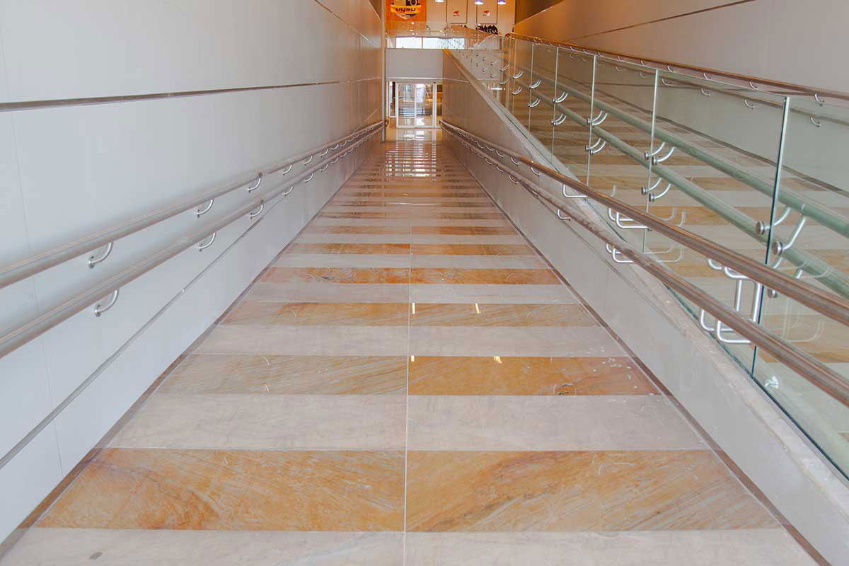 White Macaubas Granite Floor in Walking Area