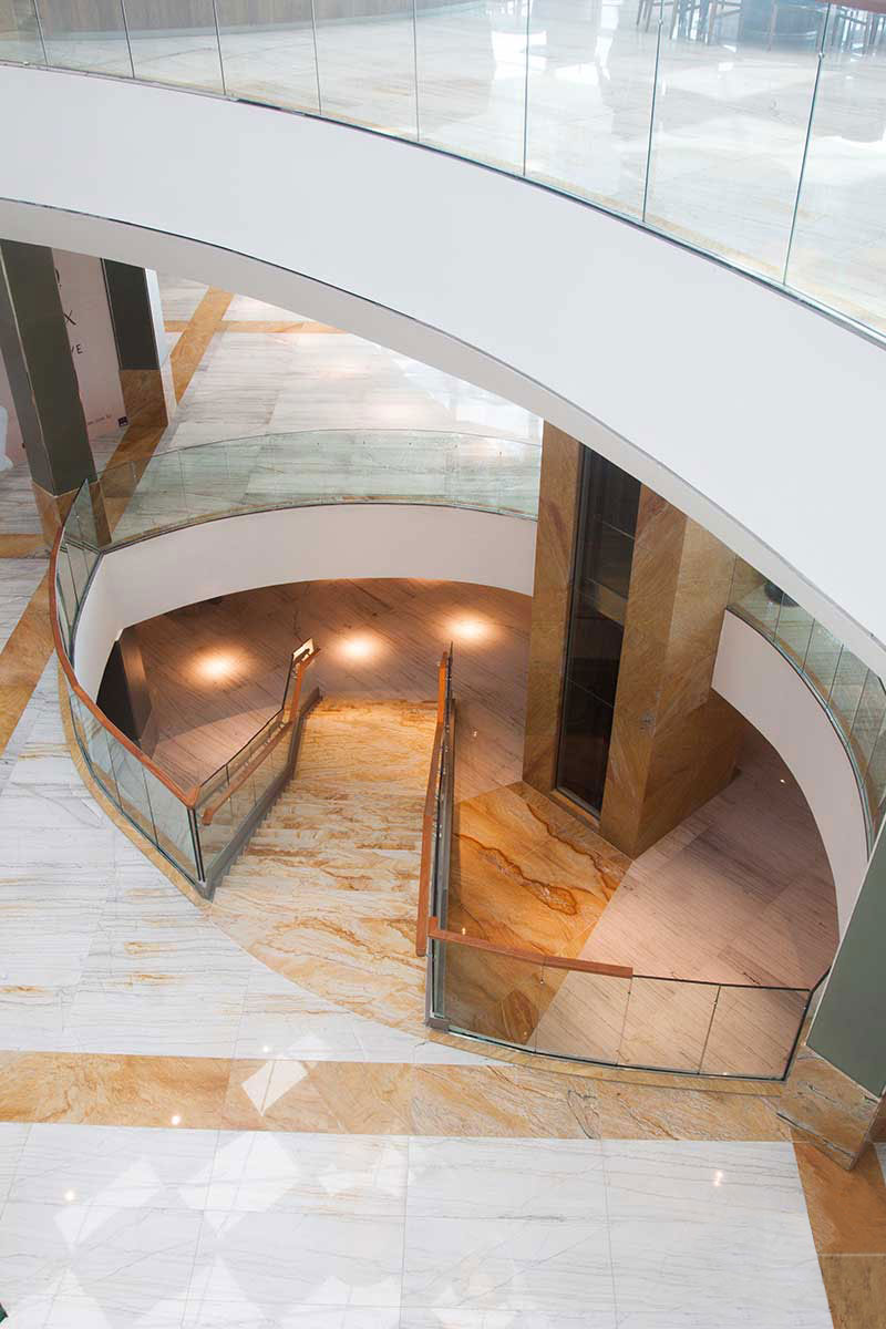 White Macaubas Granite Floor in Staircase