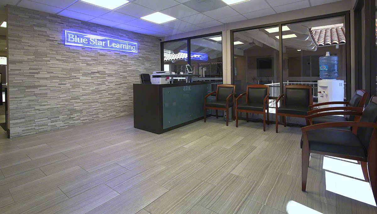 White Oak 3d Stacked Stone wall in reception 2
