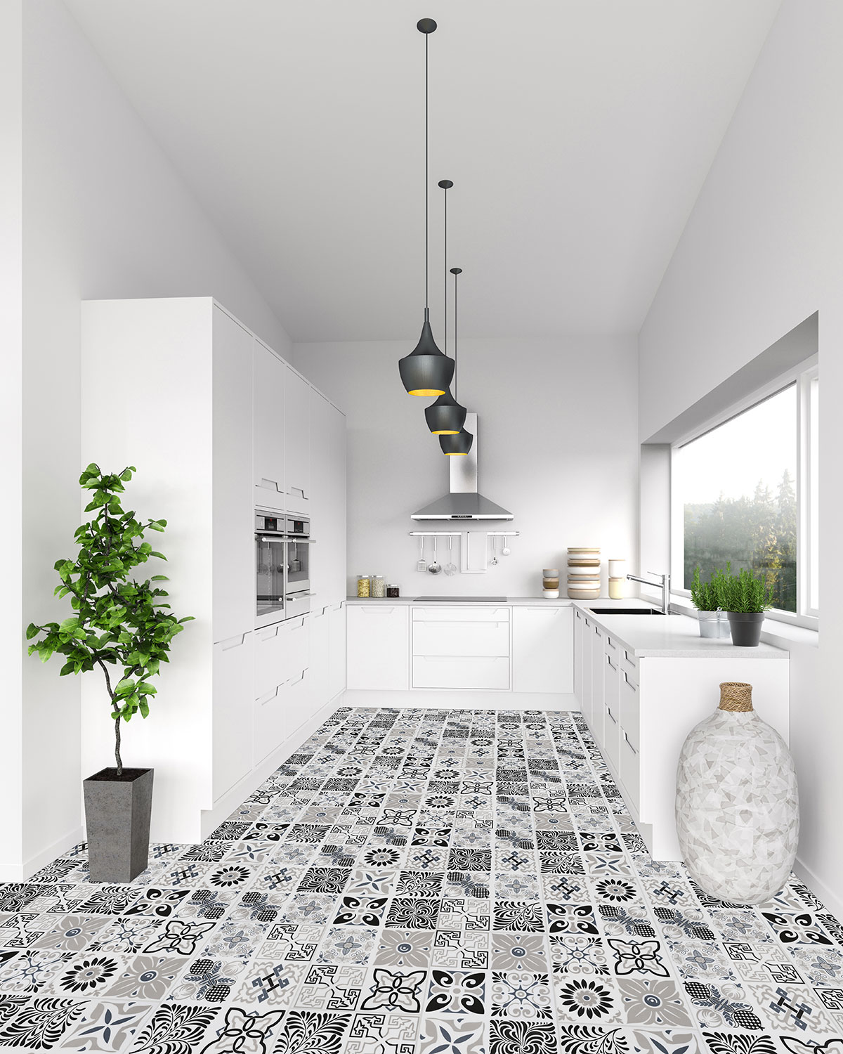 Windsor Isle Trecento Luxury Vinyl Tile floor in kitchen