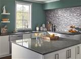 Alaskan Gray Splitface Interlocking Wall Tile backsplash in kitchen