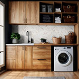 Angora Polished Herringbone Tile flooring in bathroom