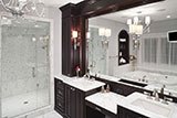 Arabescato Carrara Herringbone Pattern Honed Backsplash Tile in Bathroom