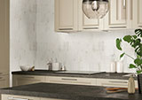 Arabescato Venato White Picket Honed Backsplash Tile in kitchen