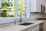 Arabescato Venato White Picket Honed Marble Tile Backsplash in kitchen