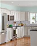 Bergamo Herringbone Polished Marble Tile Backsplash in kitchen