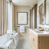 Bianco Dolomite Moderno Polished Mosaic Tile Bathroom scene