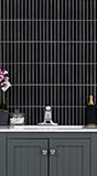 Black Matte 1x6 Stack Pattern wall in bathroom