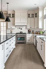 Cecily Grigio Polished Tile flooring in kitchen