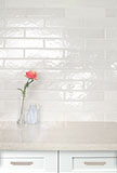 Renzo Dove Ceramic Tile 3x12 wall in bathroom