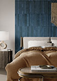 Flamenco Hale Navy Brick 2x18 Glossy in bedroom