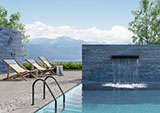 Flamenco Hale Navy Brick 2x18 Glossy in an outdoor scene