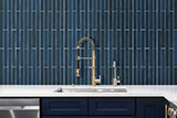 Flamenco Hale Navy Brick 2x18 Glossy in kitchen