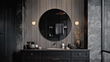 Folk Charcoal Fluted Tile wall in bathroom