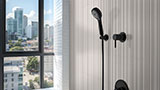 Folk Pearl Fluted Tile wall near shower surround