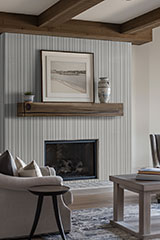 Folk Silver Fluted Tile wall near fireplace