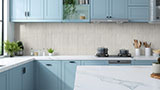 Gems Bianco Fluted Tile wall In kitchen
