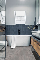 Gems Cobalto Fluted Tile wall in bathroom