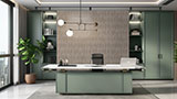 Gems Grigio Fluted Tile wall in office cabin