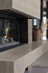 Gems Grigio Fluted Tile wall near fireplace