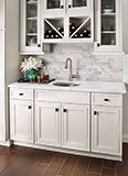 Greecian White Beveled Subway Tile 2x4 backsplash in kitchen