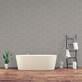 Hexley Dove Hexagon Tile wall in bathroom